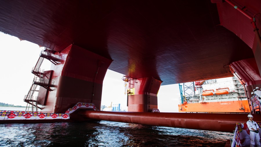 Floatel Triumph, anjungan semi-submersible yang dioperasikan oleh Floatel International Ltd. dan dikembangkan oleh grup Keppel di Singapura,/Bloomberg