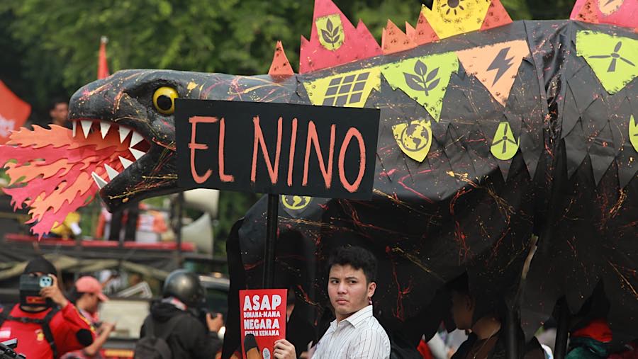 Dalam aksinya mereka membawa Monster Godzilla El Niño sepanjang lima meter menyusuri jalan dari Kedutaan Besar Amerika Serikat menuju Patung Kuda.